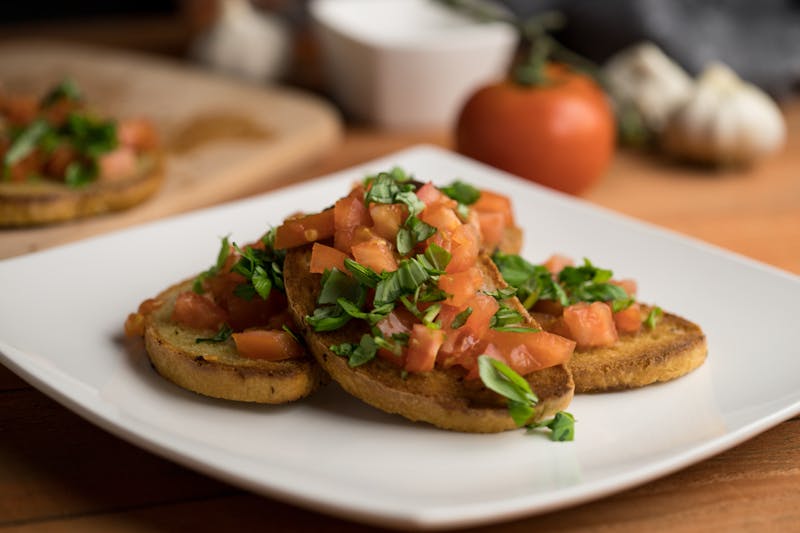 bruschetta appetizer at pizzaluce restaurant