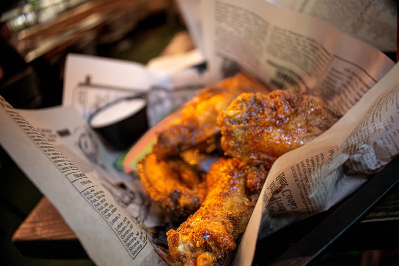 spicy chicken wings starter at luce pizza